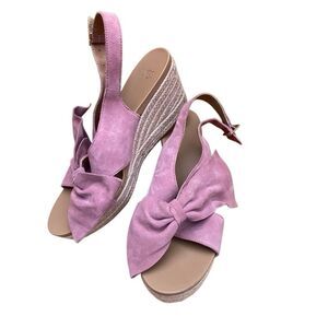 UGG SUEDE ASYMMETRICAL BOW 'CAMILLA WEDGE' IN MAUVE MSRP $140 SIZE 11